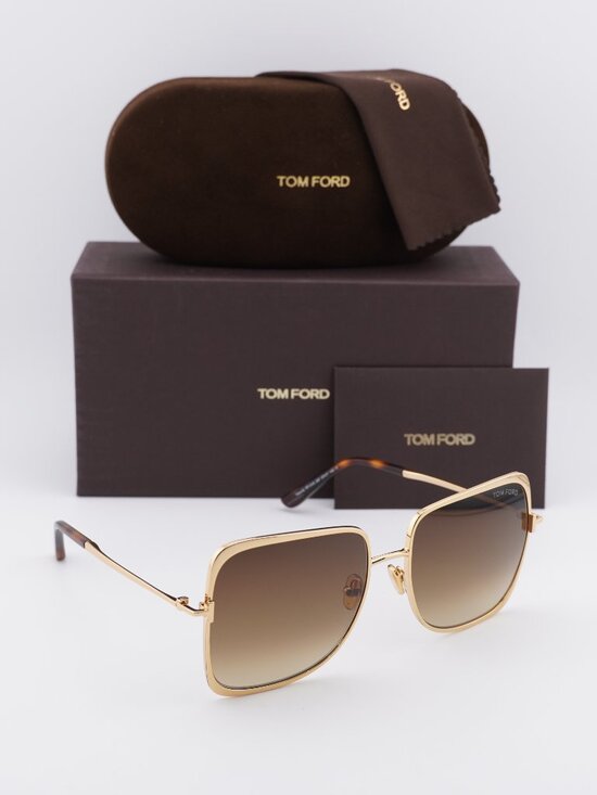 Tom Ford Tara FT1319 30F Square Sunglasses - Shiny Deep Gold/Brown Gradient main image 4
